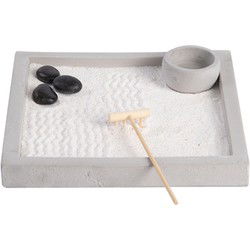 Esschert Design Japanse zen tuin - thuis/kantoor - grijs - 20 x 20 cm - Beeldjes