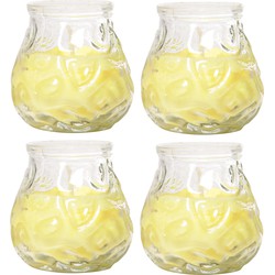 Citronella lowboy tafelkaars - 4x - 7 cm - 17 branduren - citrusgeur - geurkaarsen