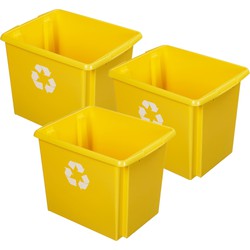 Sunware Opslagbox - 3 stuks - kunststof 45 liter geel 45 x 36 x 36 cm - Opbergbox