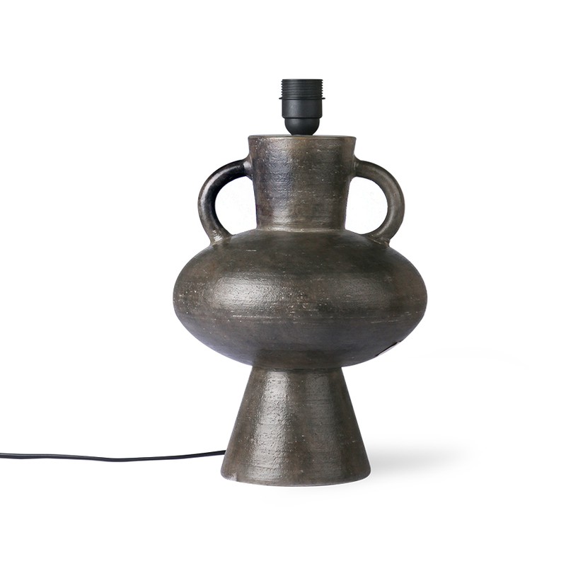 HKliving lampenvoet L houtskool zwart aardewerk 24x24x38cm - 