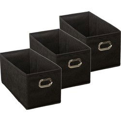 5Five Opbergmand/kastmand - 3x - zwart - linnen - 31 x 15 x 15 cm - Opbergmanden