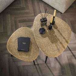 Salontafel Driehoekig Brons - Set Van 2 - 80x59x43cm