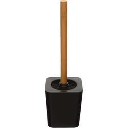 5five Toiletborstel met houder - zwart - kunststof/bamboe - 38 cm - Toiletborstels