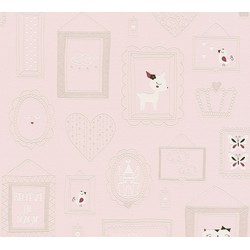 A.S. Création behang fotolijstjes zacht roze - 53 cm x 10,05 m - AS-369912