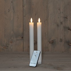 B.O. 2Pcs 3D Wick White Ribbel Taper Candle 23 cm Rustic Wax