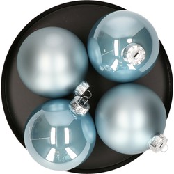 Decoris Kerstballen - 4 stuks - glas - lichtblauw - 10 cm - Kerstbal
