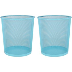 2x stuks kantoor prullenbakken/papiermanden 9 liter blauw - Prullenmanden