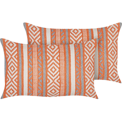 INULA  - Sierkussen set van 2 - Oranje - 30 x 50 cm - Katoen