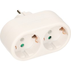 Benson Verdeel stekker - duo stekker - stopcontact splitter - wit - Verdeelstekkers