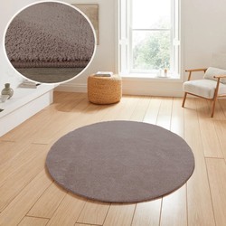 Rond Wasbaar vloerkleed - Malaga Taupe - Ø 120 CM