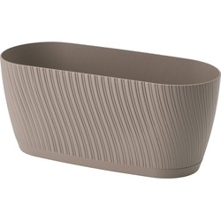 Form Plastic Plantenbak/bloembak Waves - kunststof - beige - D27 x B12 x H12 cm - Plantenpotten