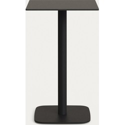 Kave Home - Zwarte hoge Dina-buitentafel met zwart gelakte metalen poot 60 x 60 x 96 cm