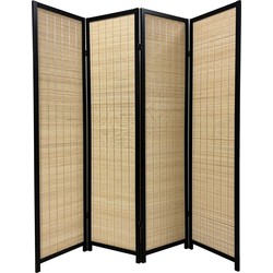 Fine Asianliving Bamboe Kamerscherm B160xH180cm 4 Panelen Zwart