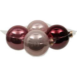 Othmar grote kerstballen - 4x st - roze tinten - 10 cm - glas - Kerstbal