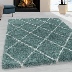 Tapijtenloods Harmony Soft Shaggy Hoogpolig Vloerkleed Blauw / Turquoise- 80x150 CM