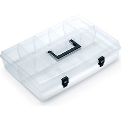 Kistenberg Sorteerbox/vakjes koffer - kleine spullen - 6 vaks - kunststof - 40 x 30 x 8.5 cm - Opbergbox