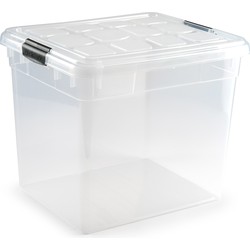 1x Opslagbakken/organizers met deksel 35 liter transparant - Opbergbox