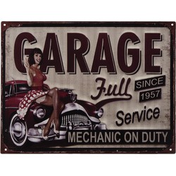 Clayre & Eef Tekstbord  33x25 cm Zwart Ijzer Garage Wandbord