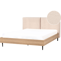 Beliani LIMANTON - Tweepersoonsbed-Beige-Bouclé