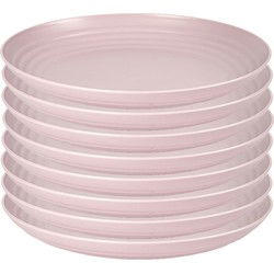 PlasticForte Rond bord/camping bord - 8x - D22 cm - lichtroze - kunststof - Dinerborden