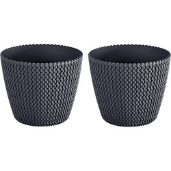 2x Kunststof Splofy bloempotten/plantenpotten antraciet 30 cm - Plantenpotten