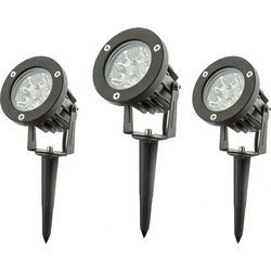 Groenovatie LED Prikspot Tuinverlichting 5W Waterdicht IP65, Koel Wit, 3-Pack