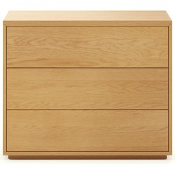 Kave Home - Abilen ladekast van eikenfineer met 3 lades, 90 x 75 cm, FSC™-gecertificeerd