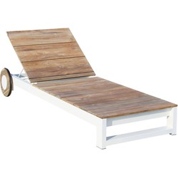 DKS loungestoel Ocrus teakhout grijs kussen - ligstoel tuin - aluminium