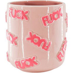 Pot - 'FUCK' - Ceramics  - Pink  - 17,5x17,5x17,5cm