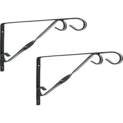 3x stuks muurhaak / plantenhaak voor hanging basket van verzinkt staal groen 30 cm - Plantenbakhaken