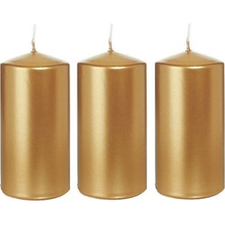 3x Kaarsen goud 6 x 12 cm 40 branduren sfeerkaarsen - Stompkaarsen