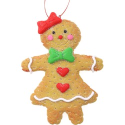 Kersthanger - gingerbread peperkoek vrouwtje -1x st- kunststof - 11 cm - Kersthangers