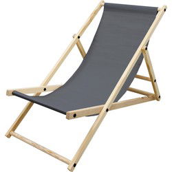 Opklapbare houten ligstoel 3 ligposities tot 120 kg antraciet