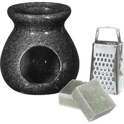 Ideas4seasons Amberblokjes/geurblokjes cadeauset - jasmijn - inclusief geurbrander en mini rasp - Geurbranders