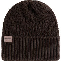 Knit Factory Sally Gebreide Muts Heren & Dames - Big Beanie - Donkerbruin - One Size - Grof gebreid