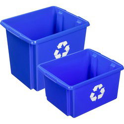 Sunware opslagboxen kunststof blauw set van 4x in formaten 32 en 45 liter - Opbergbox