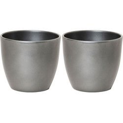 Floran Plantenpot - 4x - zilverkleurig - glanzend - keramiek - 19 x 17 cm - Plantenpotten