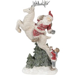 Clayre & Eef Beeld Kerstman 33 cm Rood Wit Polyresin Kerstfiguren