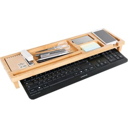 Decopatent® 2 in 1 Monitorstandaard - Bamboe Monitor - Laptop beeldscherm verhoger en bureau organizer - Vak voor gsm en pennenbak