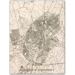 Houten Citymap Assen 100x80 cm 
