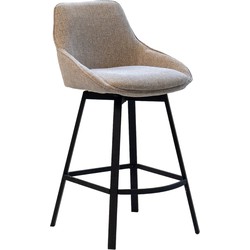 Barstoel Stof Taupe - Zithoogte	65cm - 50x49x89cm - Roos - Set van 2