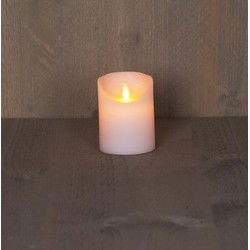 Batterijverlichting kaars wax rustiek met bewegende vlam 10 cm