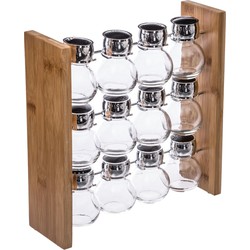 Decopatent® Staand Kruidenrekje voor 12 kruidenpotjes - Specerijen rek - Bamboe hout - Potjes Glas - Keuken kruiden organizer