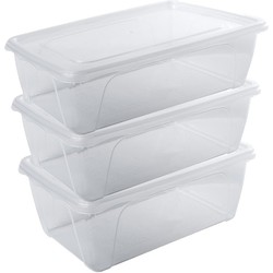 12x Voedsel plastic bewaarbakje hoog/diep 1 liter transparant 18 x 12 x 7 cm - Vershoudbakjes