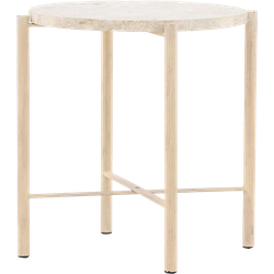 Thora ronde bijzettafel beige - met stenen blad - Ø 40 cm