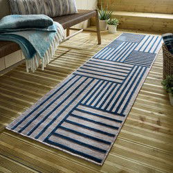 Loper Vigo Blocks - Voor binnen &amp; buiten - Blauw 66x230 cm - 66x230 cm