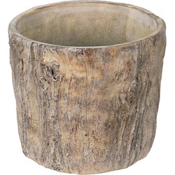 Clayre & Eef Bloempot  29x29x26 cm Bruin Grijs Steen Bloempot binnen