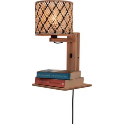 Wandlamp Java - Bamboe/Zwart - 30x22x52cm