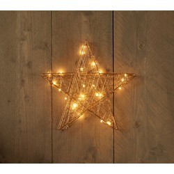 Batterijverlichting metaal ster goud 30 cm 25 LED warm wit