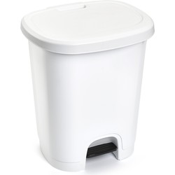 PlasticForte Pedaalemmer - wit - 18 liter - 33x28x40 cm - kunststof - Pedaalemmers